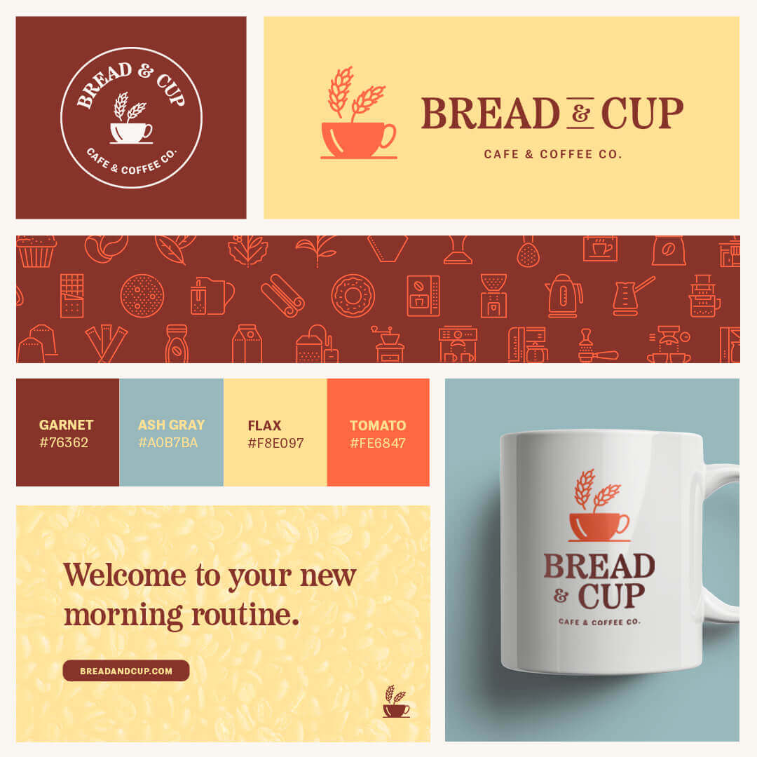 a mockup for a brand with logos and colors in different applications